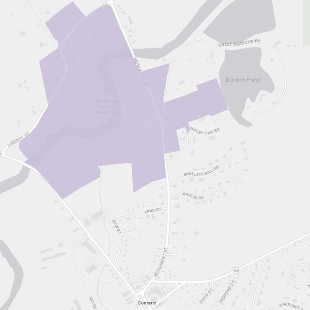 Grey google map with purple blob denoting boundary of a national park