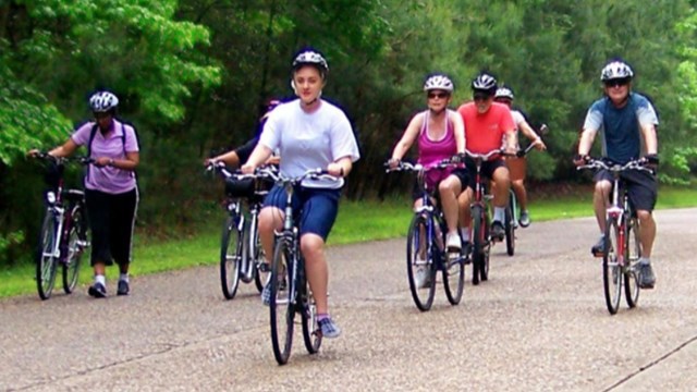 Bicyclists pedaling on the Parkway