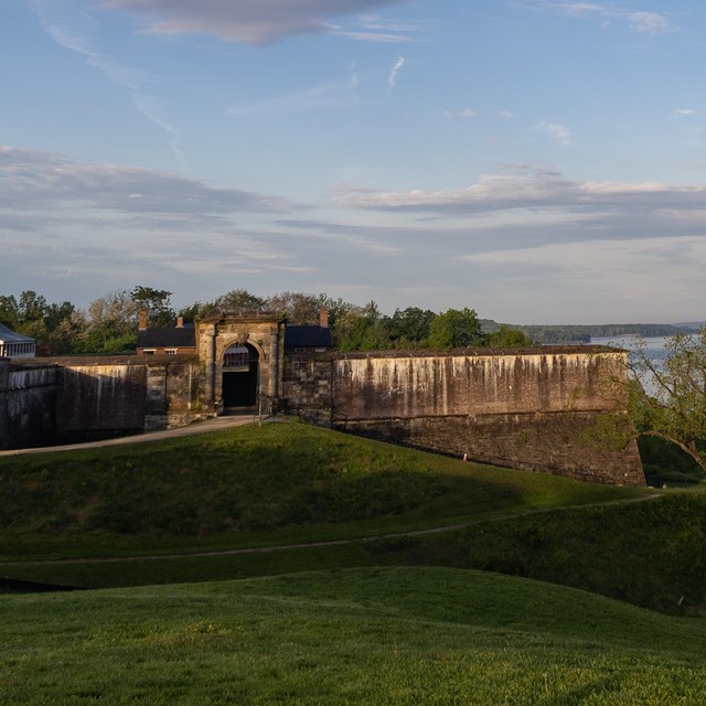 A faraway view of Fort Washington overlooking the Potomac River.