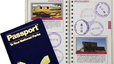 NPS passport stamp and book