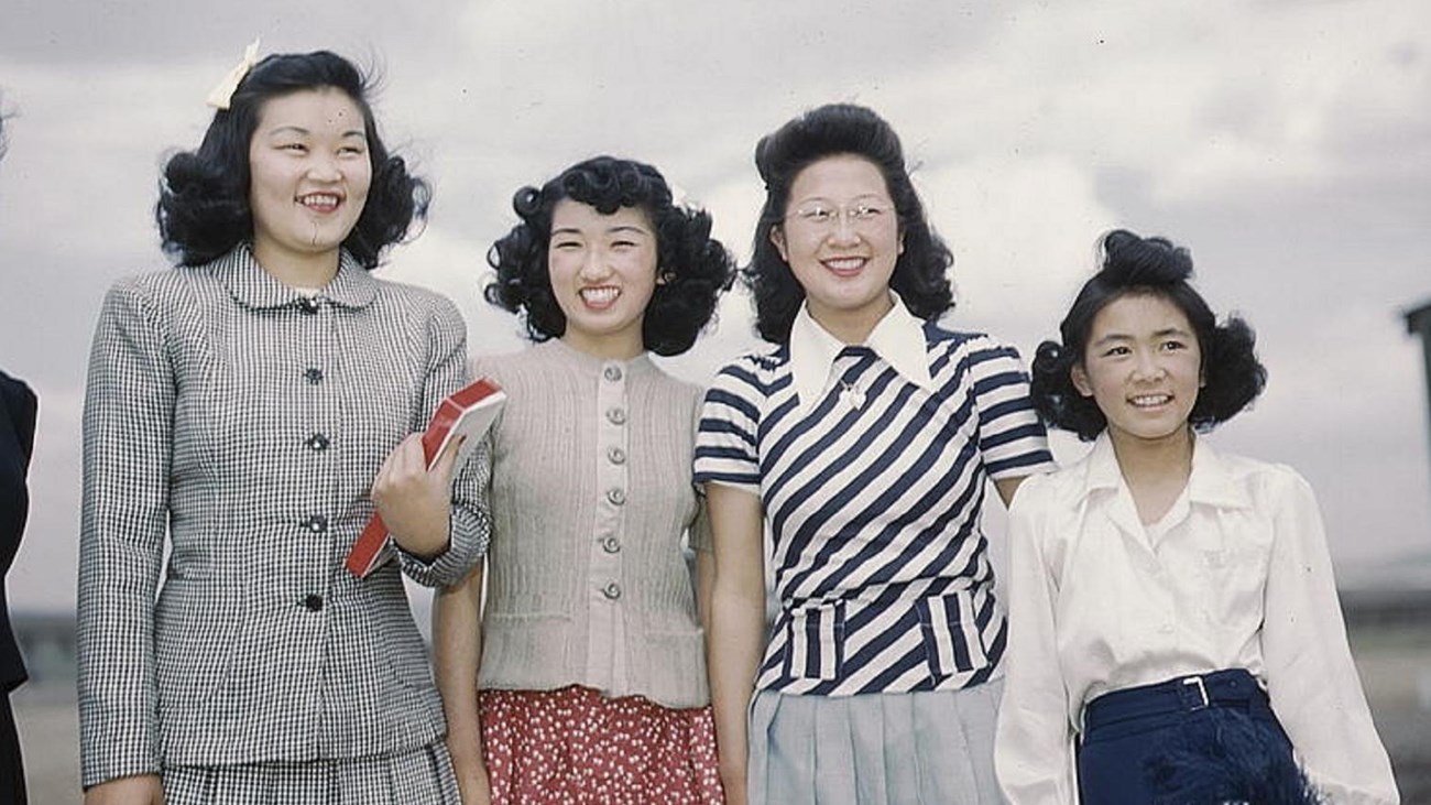 Women at a relocation camp. NPS photo. 