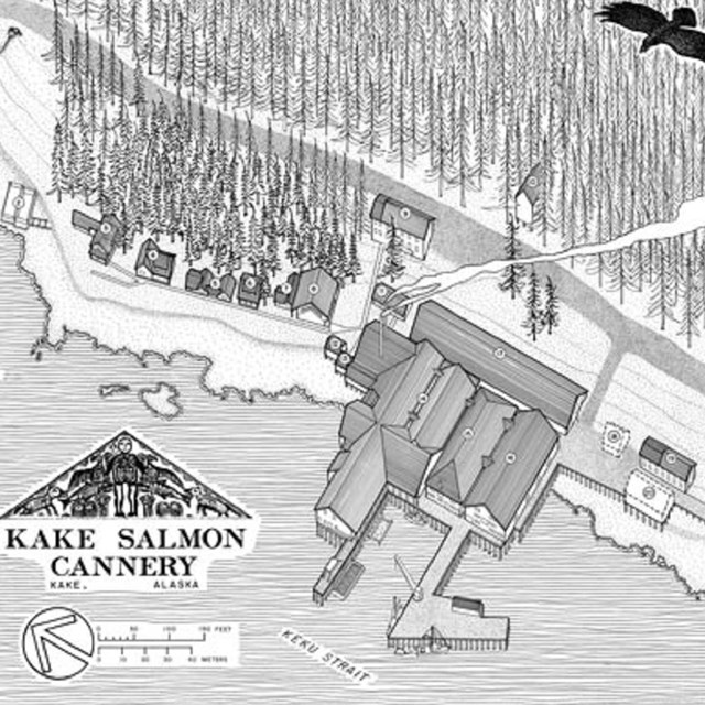 Map of the Kake Cannery in Alaska. 