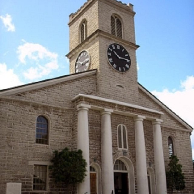 Modern photo of mission church. 