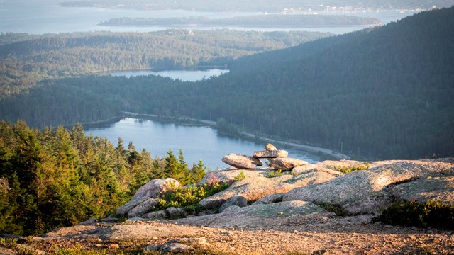 Rock cairn on a mountain summit