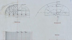 an image of a blueprint for an arched bridge