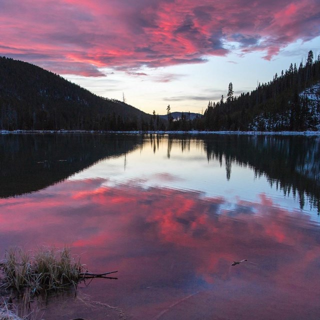 pink sunrise over a lake