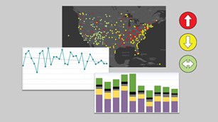 Images of example maps, charts, and icons from air data products applications