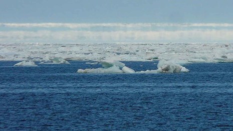 Beaufort Sea with broken up sea ice.