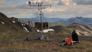 A remote climate station high in the mountains.