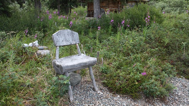 A handmade wooden chair at the R. L. Proenneke National Register of Historic Places property