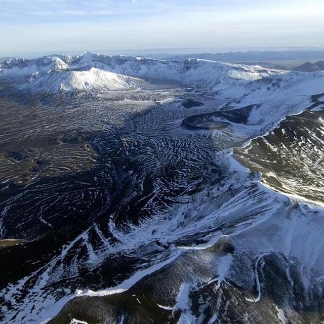 aniakchak caldera in the snow