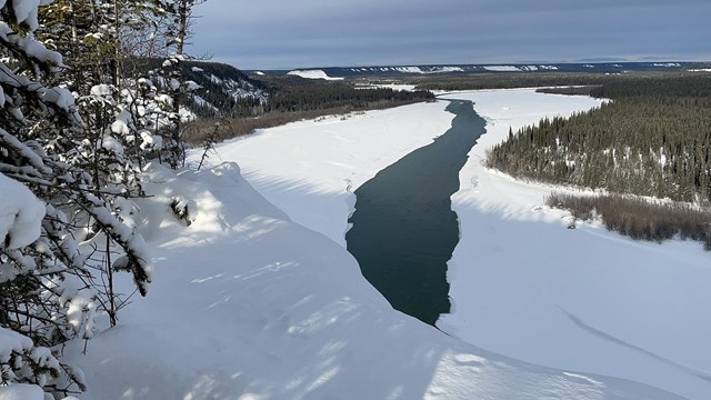 Open water on a winter river.