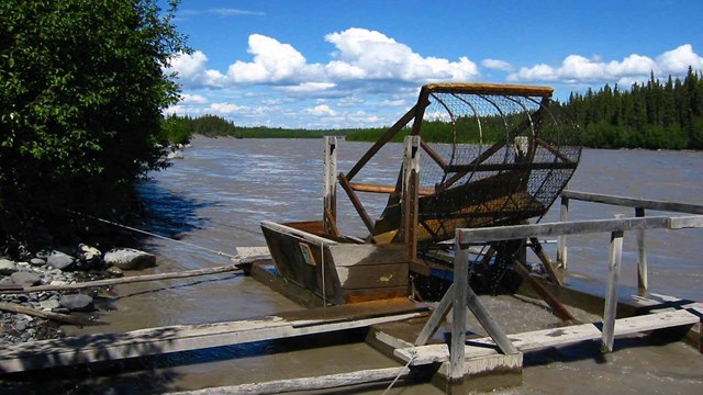 A fishwheel on the river.