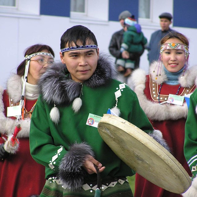 Dancers in traditional native dress.