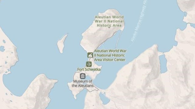 a map showing a small island connected to a larger one.