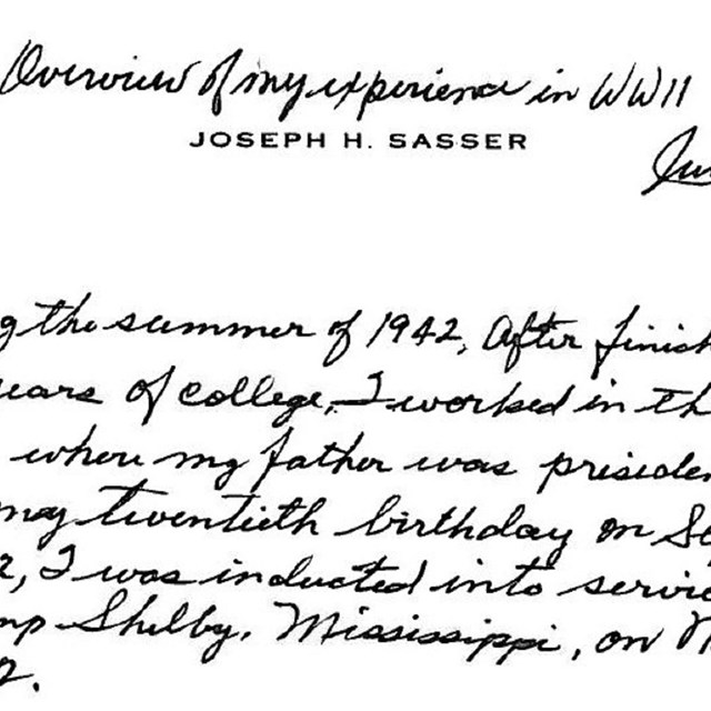 handwritten memoir in black script on white stationary