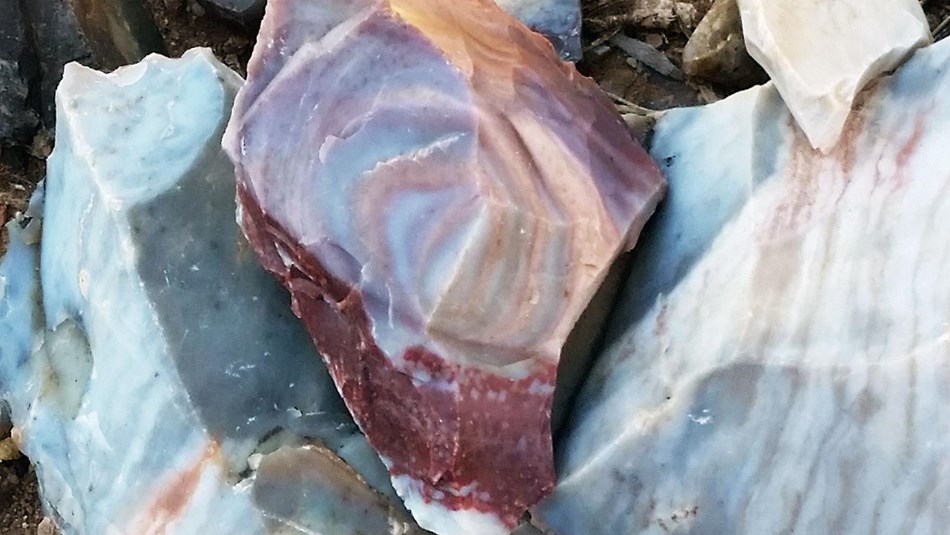A sample of Alibates Flint showing its varied coloration | Texas National Parks