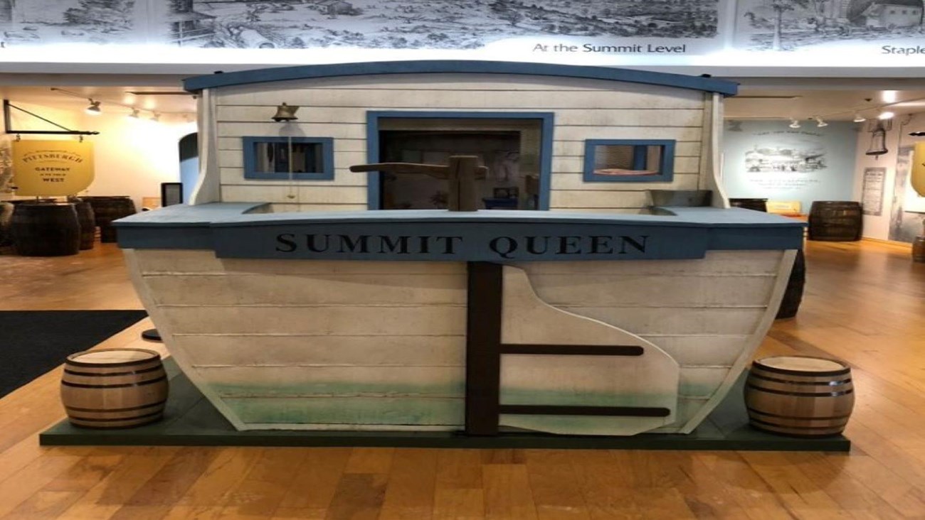 A canal boat model in the Visitor Center.