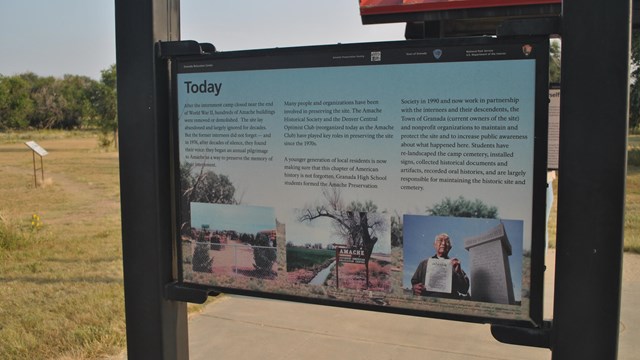 Amache entrance panel showing Amache today. 