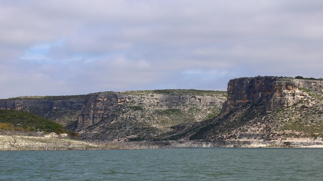 Lake and bluffs