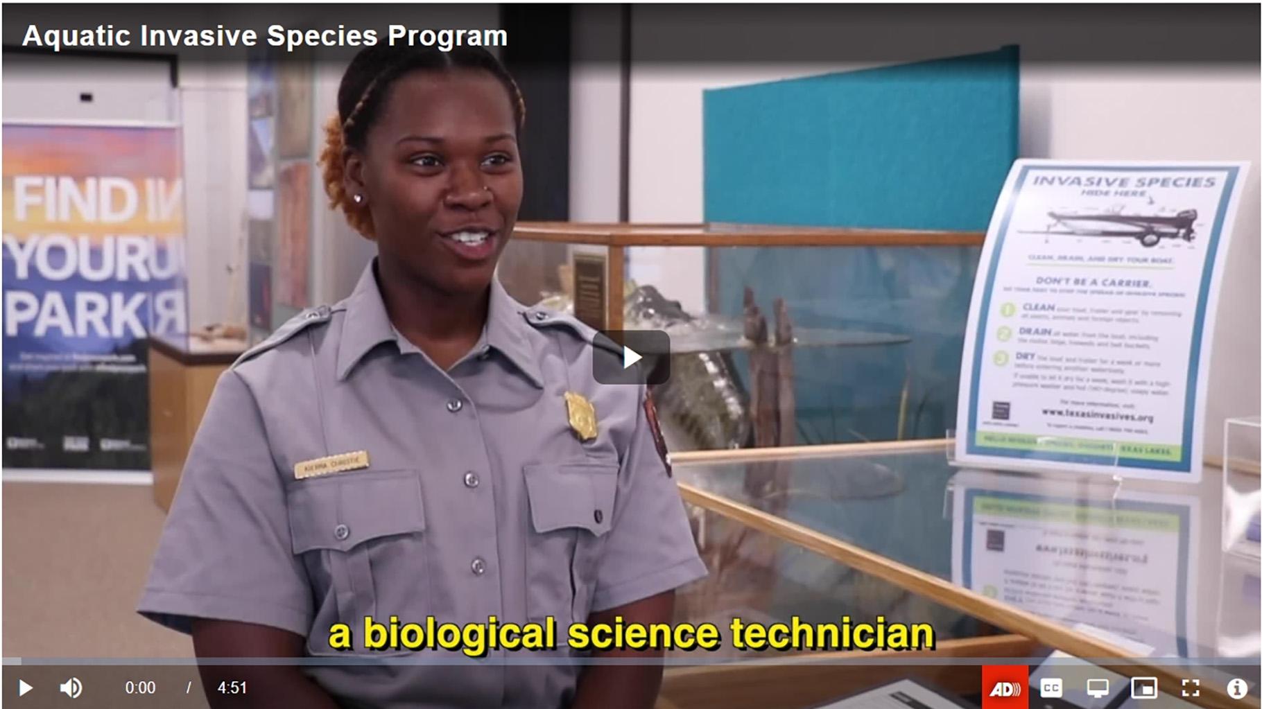 Biology technician Kierra Christi gives a tour of the invasive species work done at Amistad NRA.