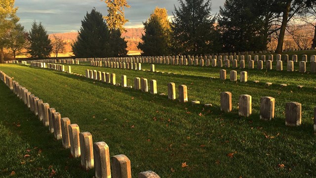 graves at sunset
