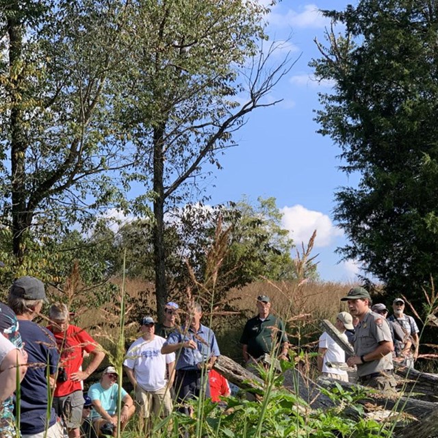 ranger talking to visitors