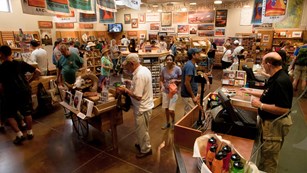 shelves in a bookstore
