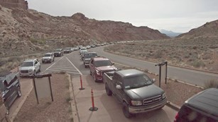 the Arches entrance road as viewed from the entrance station