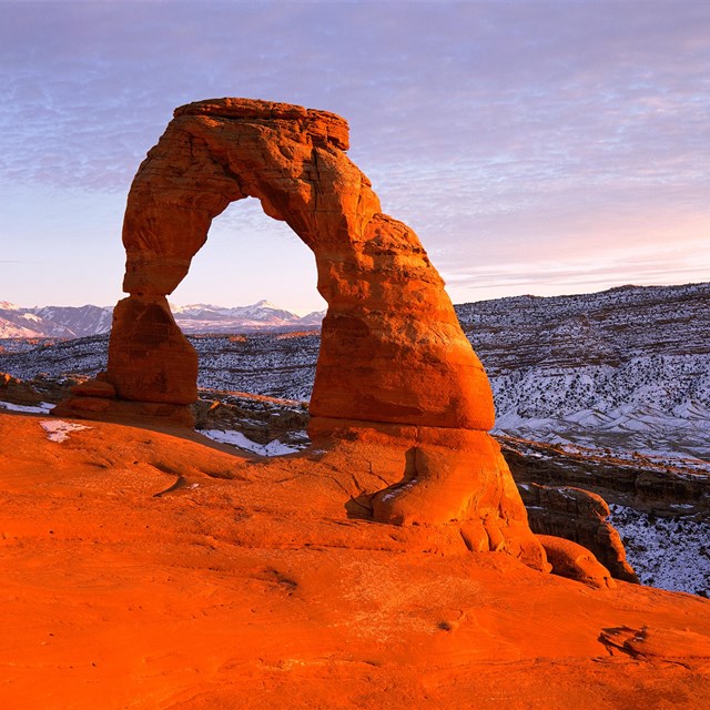 Delicate Arch in the late evening sunlight