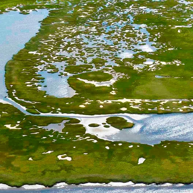 An aerial view of lagoon systems.