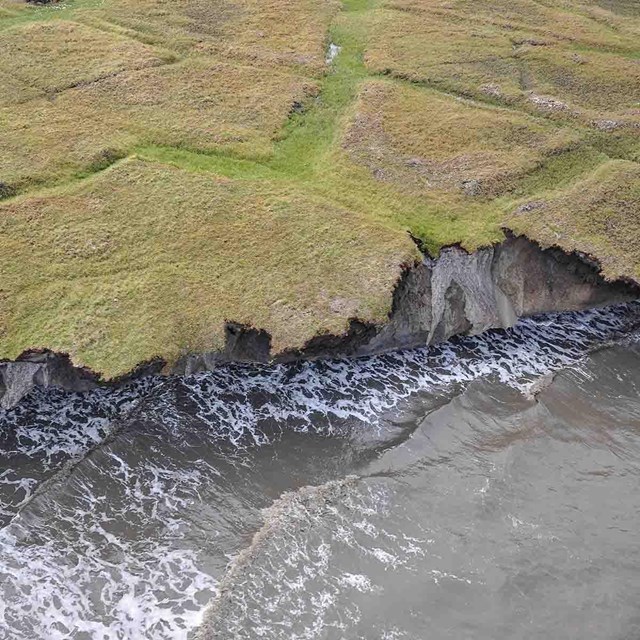 An eroding arctic coast.