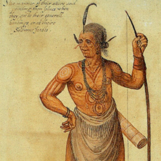 A drawing of an American Indian