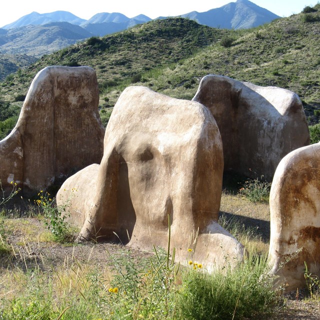 The post trader fort and mountains in the backdrop