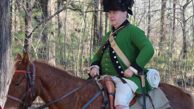 Reenactor on horseback