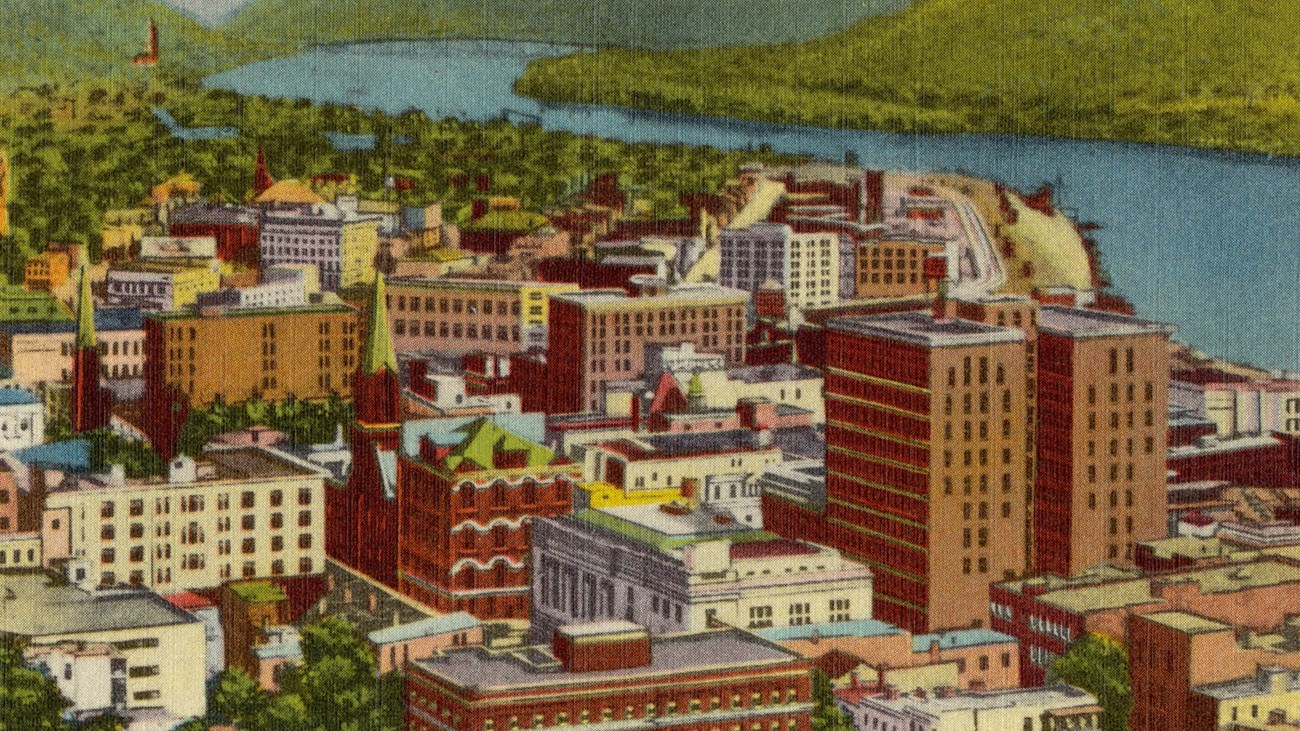 Postcard of Wheeling in 1930s. 