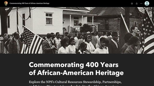Screen capture of StoryMap for Commemorating African American Heritage