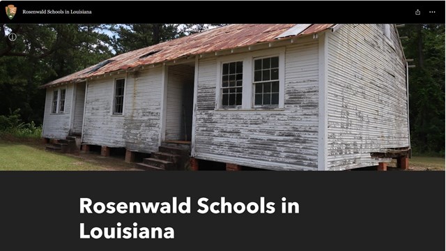Screen capture of StoryMap for Rosenwald Schools