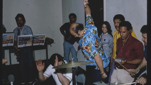 Salsa musicians playing salsa during a workshop