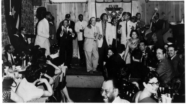 Acto a Marti gathering at Club Cubano Inter-Americano with Machito playing the maracas