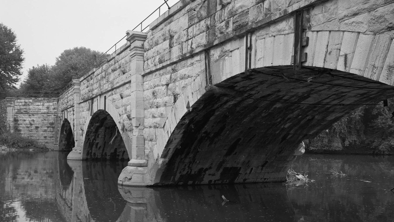 Black and white photograph of Chesapeake &amp; Ohio Canal, Conococheague Creek Aqueduct