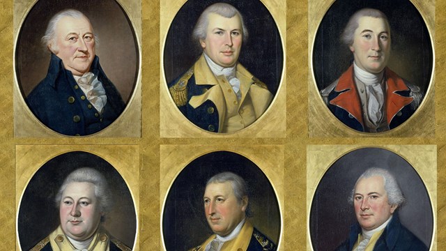 Six portraits of Washington's generals: A. Ward, N. Greene, J. Reed, H. Knox, H. Gates, & T. Mifflin