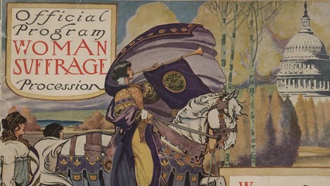 postcard of women's parade in Washington, dc in 1913. 