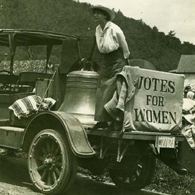 Justice Bell in the back of a vehicle,  Schlesinger Library, Radcliffe Institute, Harvard University