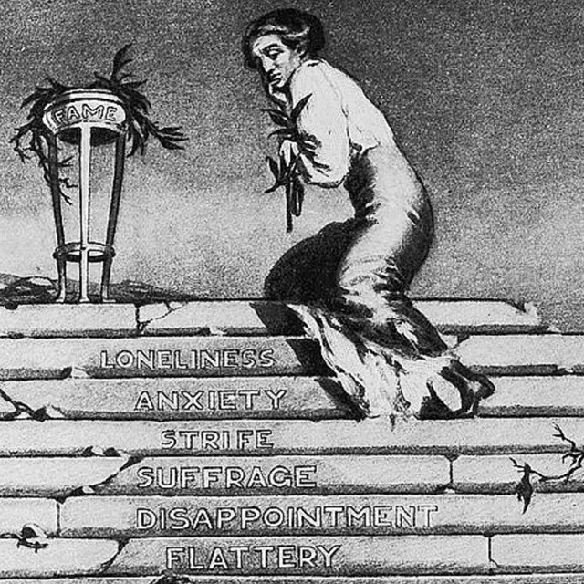woman leaving behind love, marriage, children, and home for suffrage and loneliness. Life Magazine 