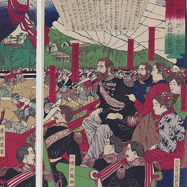 Former President of the United States, Mr. Grant, Watching a Lance Training Exhibition at Ueno Park