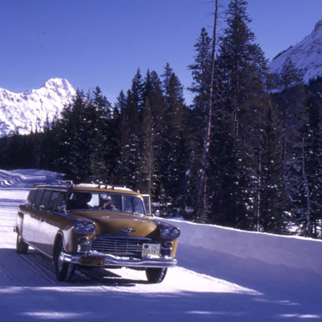 Winter road with station wagon