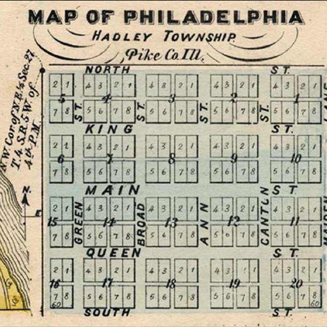 Map of a town showing plots. 