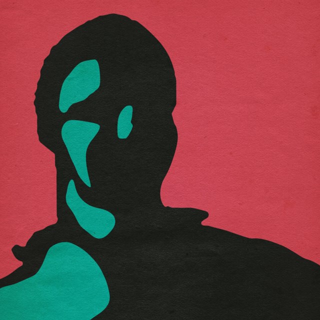 Silhouette illustration of depiction of York in black, with green highlights and red background