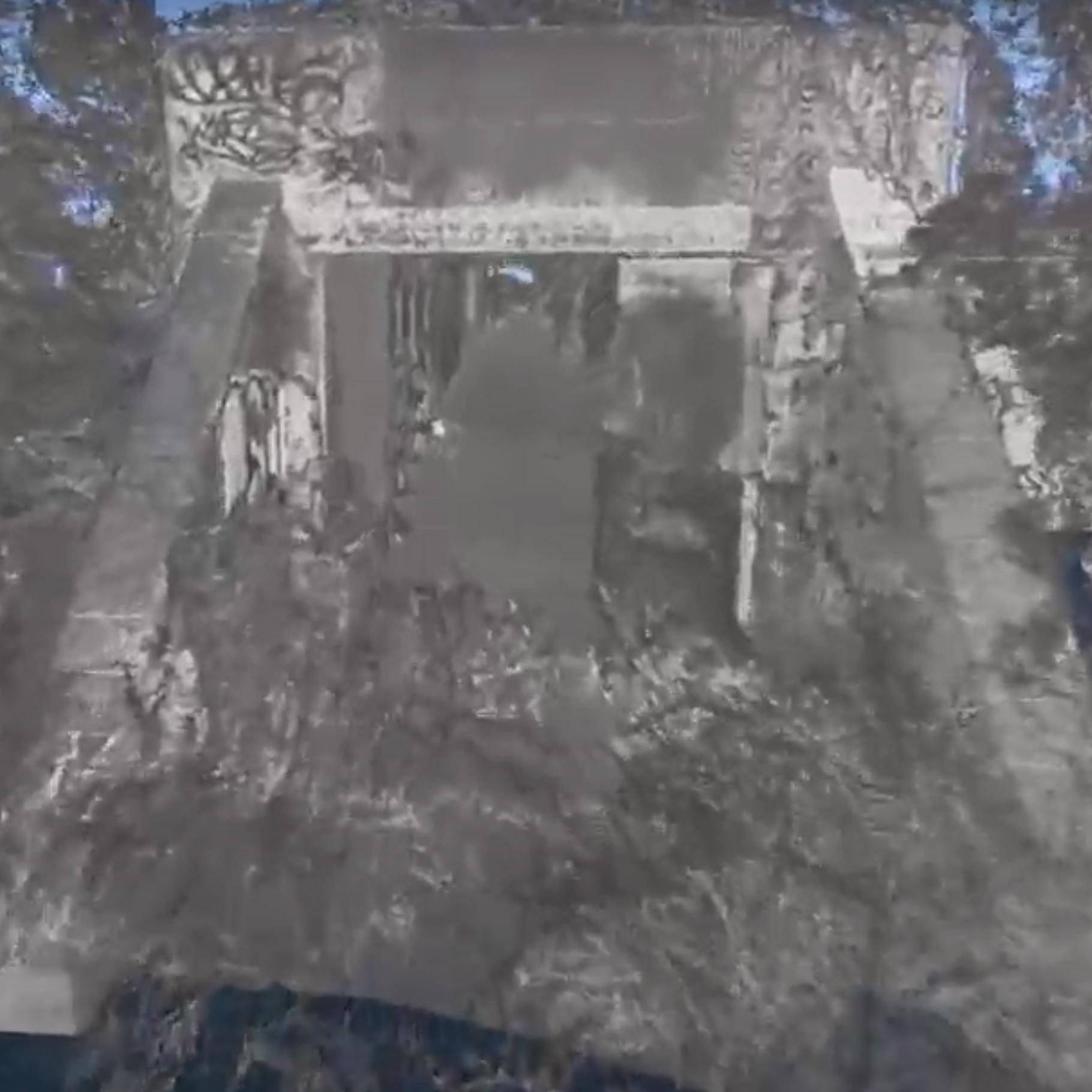 3-D rendering of concrete bunker opening